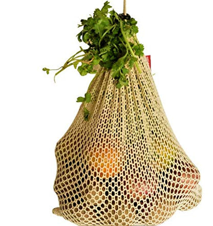 Mehrweg-Maschproduzieren-Taschen aus 100% Baumwolle - Mesh-Gemüse-Taschen - Umweltfreundlich, biologisch abbaubar & waschbar Mesh-Obst, Gemüse & produzieren-Taschen - Veggie-Taschen (3 klein, 3 mittel, 3 groß) (9)