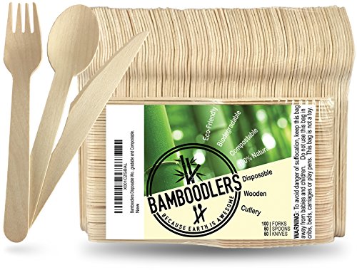 BAMBOODLERS Umweltfreundlich Einweg-Holzbesteck