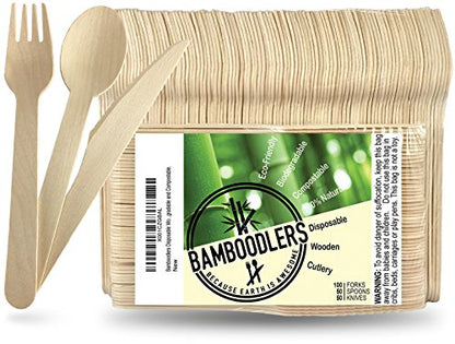 BAMBOODLERS Umweltfreundlich Einweg-Holzbesteck