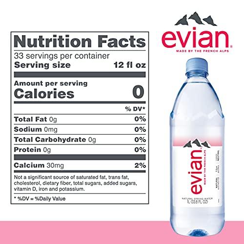 evian Natürliches Quellwasser, natürlich gefiltertes Quellwasser in großen Flaschen, 1 ml (Paket von 12)