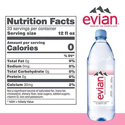 evian Natürliches Quellwasser, natürlich gefiltertes Quellwasser in großen Flaschen, 1 ml (Paket von 12)