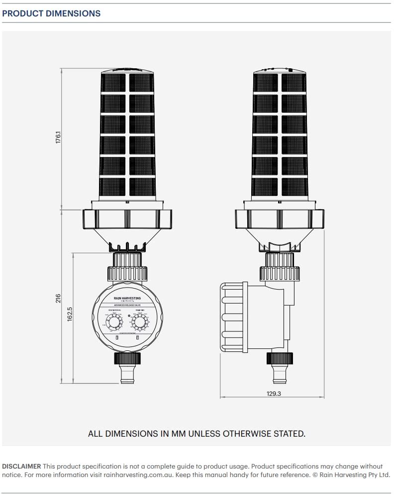 Rain Harvesting First Flush Diverter Erweitertes Ventil
