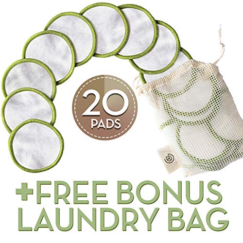 Greenzla Wiederverwendbare Make-up-Entferner-Pads (20 Packungen) | 100% Bio-Bambus