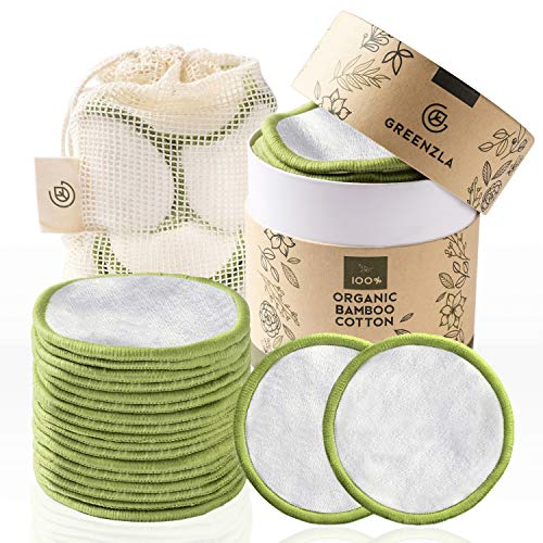 Greenzla Wiederverwendbare Make-up-Entferner-Pads (20 Packungen) | 100% Bio-Bambus