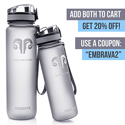 Embrava Best Sports Water Bottle - 907 g Large - Schneller Fluss, Flip Top Leak Proof Lid w / One Click Open - Nicht giftiges BPA frei & umweltfreundlich Tritan Co-Polyester Kunststoff