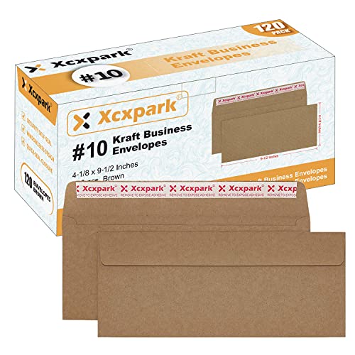 Xxcxpark 120 PCS #10 Braune Selbstsiegelkraft 4-1/8 x 9-1/2 Zoll Sicherheitsumschläge, Fensterlose unsichtbare Umschläge Super Starke Schnellsiegel Umschläge Sicherheitstönungsmuster Sicher
