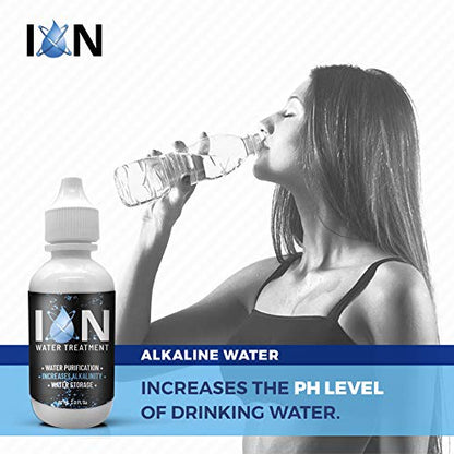 ION Alkalisches Wasser Tropfen pH-Booster | 7+ Jahre Wasserlagerung Behandlung & Reinigung Tropfen für das Trinken