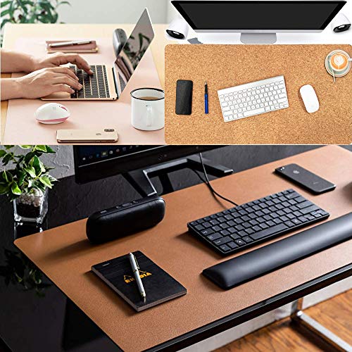 Aothia Office Desk Pad, umweltfreundliches Kork- und PU-Leder-Doppelseiten-Großes Desktop- / Maus-Pad