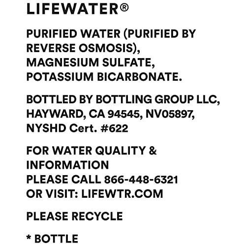 LIFEWTR Premium Gereinigtes Wasser, pH-Balance mit Elektrolyten, 100% recycelte Plastikflaschen, 591 ml (Paket von 20), Verpackung kann variieren