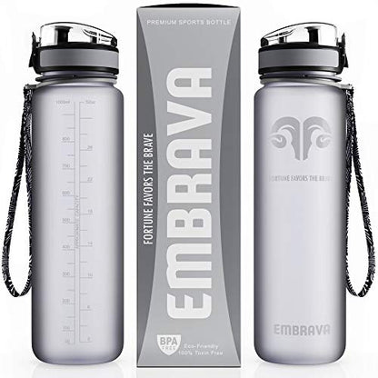 Embrava Best Sports Water Bottle - 907 g Large - Schneller Fluss, Flip Top Leak Proof Lid w / One Click Open - Nicht giftiges BPA frei & umweltfreundlich Tritan Co-Polyester Kunststoff