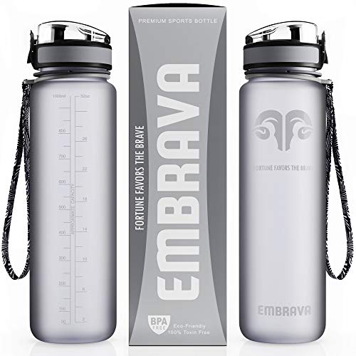 Embrava Best Sports Water Bottle - 907 g Large - Schneller Fluss, Flip Top Leak Proof Lid w / One Click Open - Nicht giftiges BPA frei & umweltfreundlich Tritan Co-Polyester Kunststoff