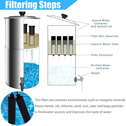 Wadoy Wasserfilter Kompatibel mit Berkey Wasserfilter System Black Element Cartridge (Paket von 4)