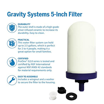 ProOne Big II Gravity Water Filter, 2,5-Gallonen-Wasserfiltersystem mit 5-Zoll-Filter und BPA-freiem Spigot