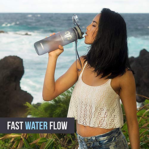 Embrava Best Sports Water Bottle - 907 g Large - Schneller Fluss, Flip Top Leak Proof Lid w / One Click Open - Nicht giftiges BPA frei & umweltfreundlich Tritan Co-Polyester Kunststoff