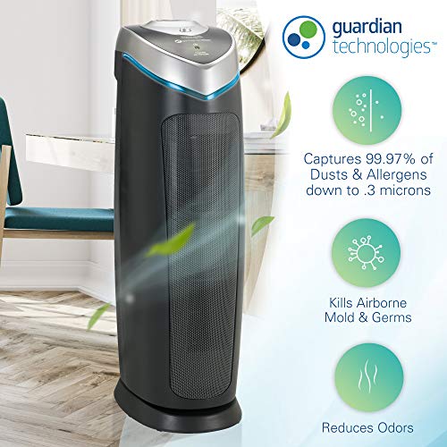 Germ Guardian True HEPA Filter Luftreiniger mit UV-Licht Sanitizer, beseitigt Keime, Filter Allergien, Pollen, Rauch, Staub Haustier Dander, Schimmelgeruch, Ruhiger 22 Zoll 4-in-1 Luftreiniger für zu Hause AC4825E