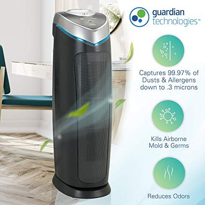 Germ Guardian True HEPA Filter Luftreiniger mit UV-Licht Sanitizer, beseitigt Keime, Filter Allergien, Pollen, Rauch, Staub Haustier Dander, Schimmelgeruch, Ruhiger 22 Zoll 4-in-1 Luftreiniger für zu Hause AC4825E