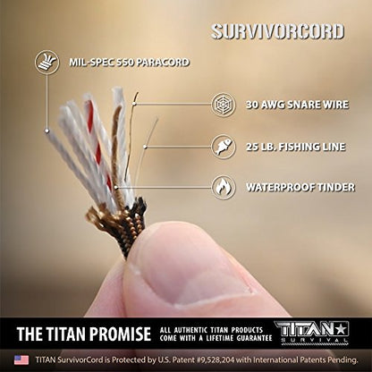 Titan Paracord 281,23 kg SurvivorCord | 100 FEET, DRAGONSCALE