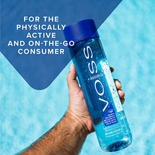 VOSS+ Aquamin - Premium gereinigtes Wasser mit Mineralstoffen und Elektrolyten für optimale Hydration - funktionelles Wasser mit erfrischendem Geschmack - recycelte PET-Flaschen - 850 ml (Paket von 12)