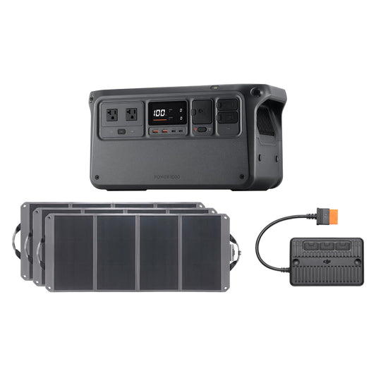 DJI Power 1000 Portable Power Station, 1024Wh Solargenerator mit 3x 100W Solarmodulen