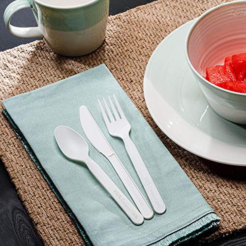 Baumpflege kompostierbares Besteck-Set - 380 Value Pack [180 Gabeln, 100 Löffel, 100 Messer] - Pflanzen Sie einen Baum mit jeder Box - Eco Friendly Compostable Utensils-BPI Certified Plant-Based Einweg-Silberwaren