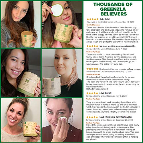 Greenzla Wiederverwendbare Make-up-Entferner-Pads (20 Packungen) | 100% Bio-Bambus