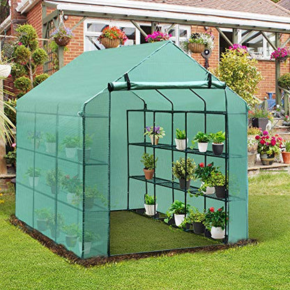 Outsunny 8 'x 6' x 7' Portable Water / UV Walk-in Gewächshaus Hot House mit 18 Regalen