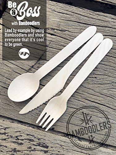 BAMBOODLERS Umweltfreundlich Einweg-Holzbesteck