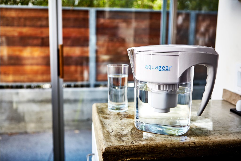 Wasserfilter-Pitcher für Aquageare - Fluorid, Blei, Chloramin, Chrom-6-Filter - BPA-frei, klar