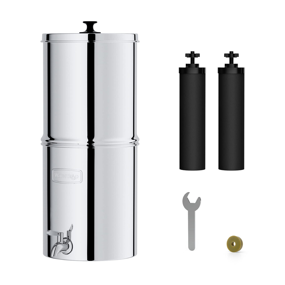 Waterdrop King Tank Gravity-gefüttertes Wasserfiltersystem mit 2 Schwarzkohlefiltern und Metallspigot