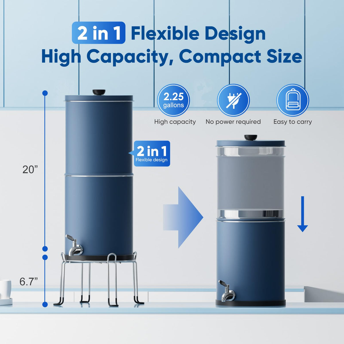 Purewell 3-Stufe 0,01μm Ultra-Filtration Gravitationswasserfiltersystem