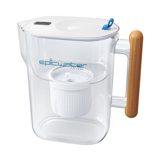 Epische Wasserfilter - Gefilterter Wasser-Pitcher (Weiß & Bambus)