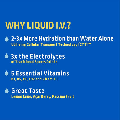 Liquid I.V. Hydration Multiplikator, Elektrolytpulver, Easy Open Packets, Supplement Drink Mix (Zitronenkalk, 16 Count)