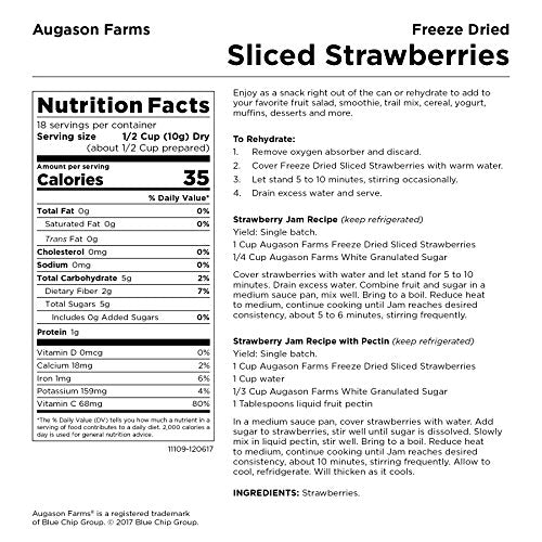 Augason Farms Einfrieren Getrocknete geschnittene Erdbeeren 181 g