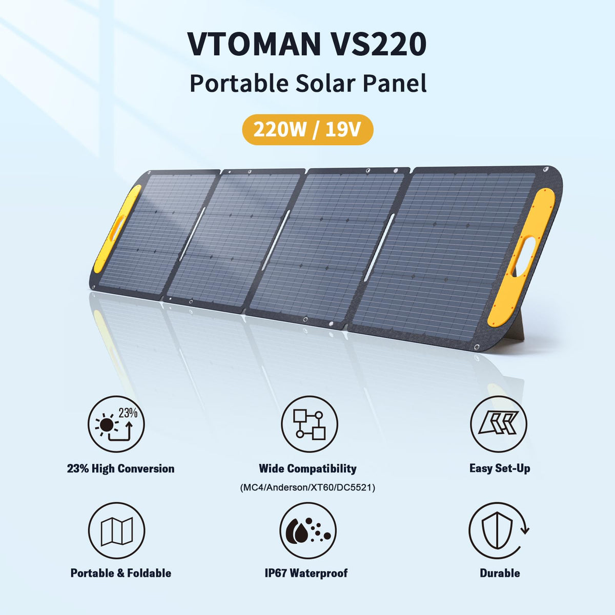 Vtoman 3096Wh Portable Power Station Bundle mit Extra-Batterie & 220W Solar Panel