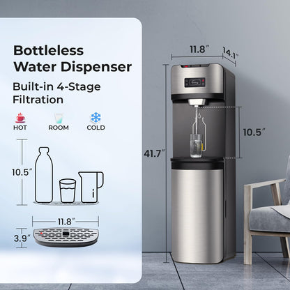 iSpring Flaschenloser Wasserspender mit eingebauter 4-stufiger Filtration