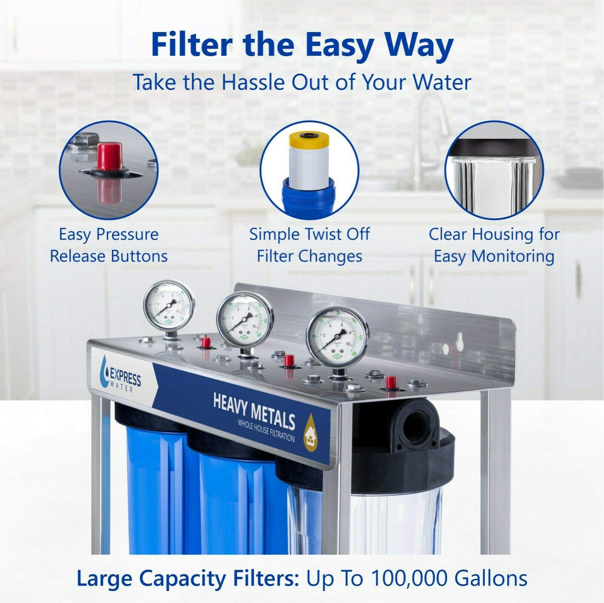 Express Wasser Schwermetall Ganzhaus Wasserfilter - 3 Stufen Home Wasser Filtration System