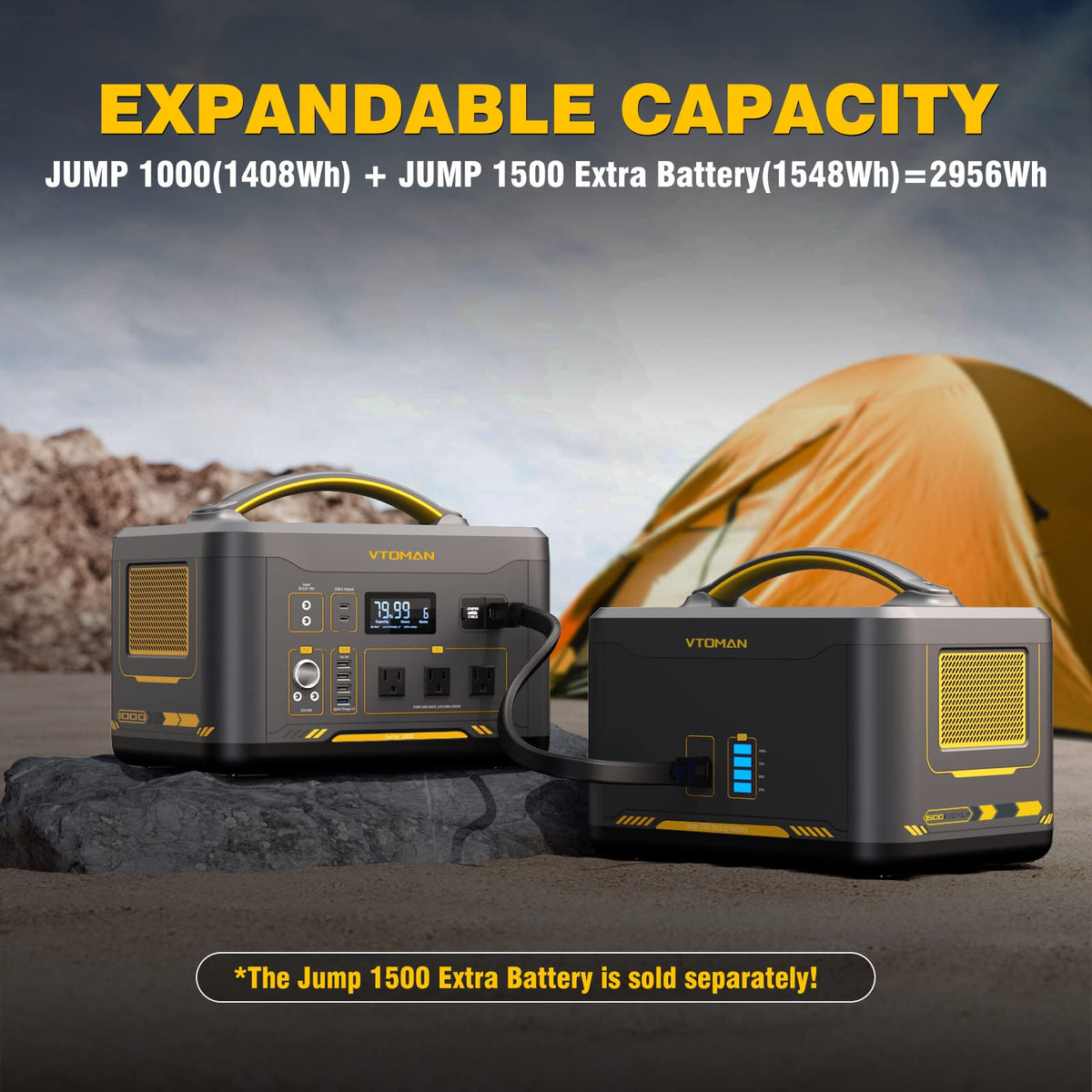 VTOMAN 1408Wh Portable Power Station 1000W Solar Generator Station