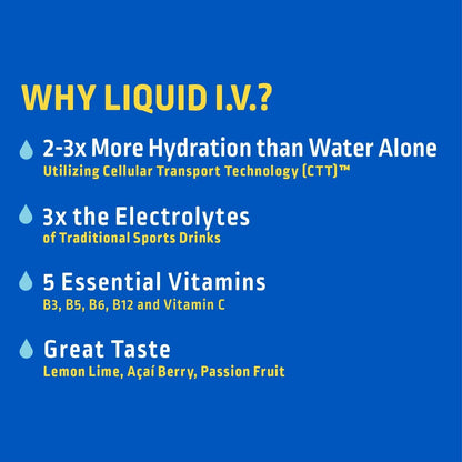 Liquid I.V. Hydration Multiplikator, Electrolyte Powder, Easy Open Packets, Supplement Drink Mix (Passion Fruit) (16)