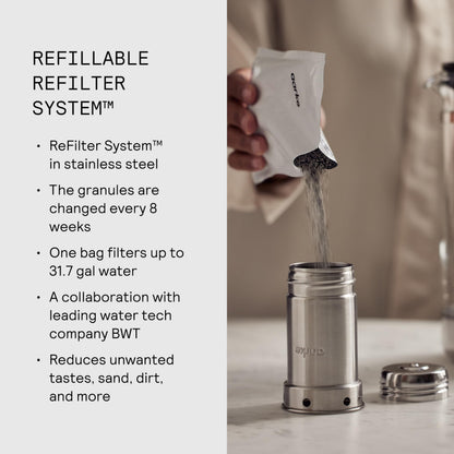 Aarke Purifier Glas Wasser-Pitcher mit nachfüllbarem Edelstahlfilter