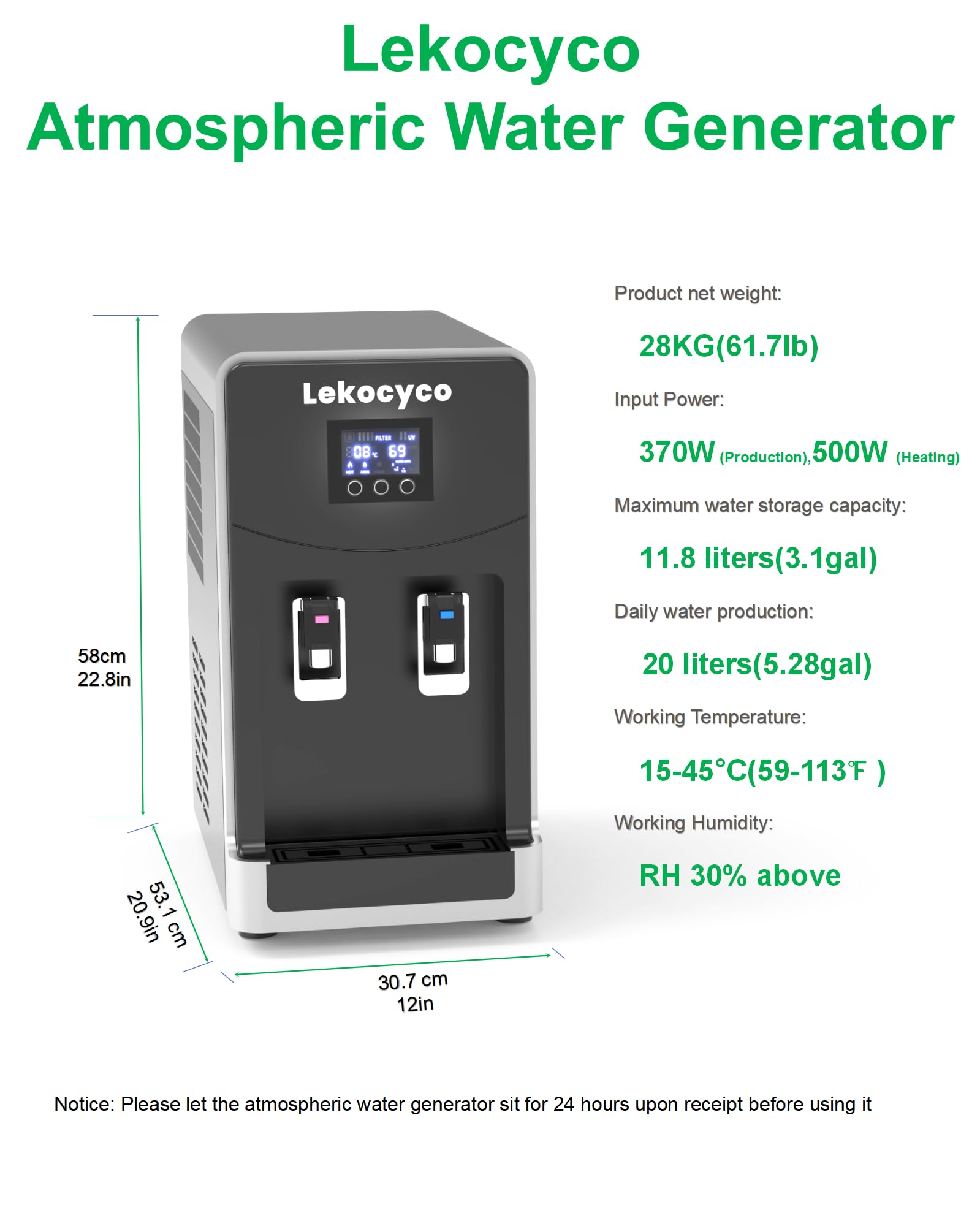 20L Lekocyco Desktop Atmospheric Water Generator
