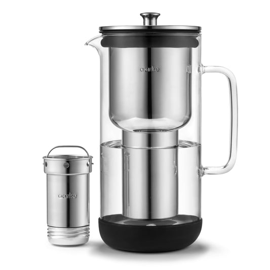 Aarke Purifier Glas Wasser-Pitcher mit nachfüllbarem Edelstahlfilter