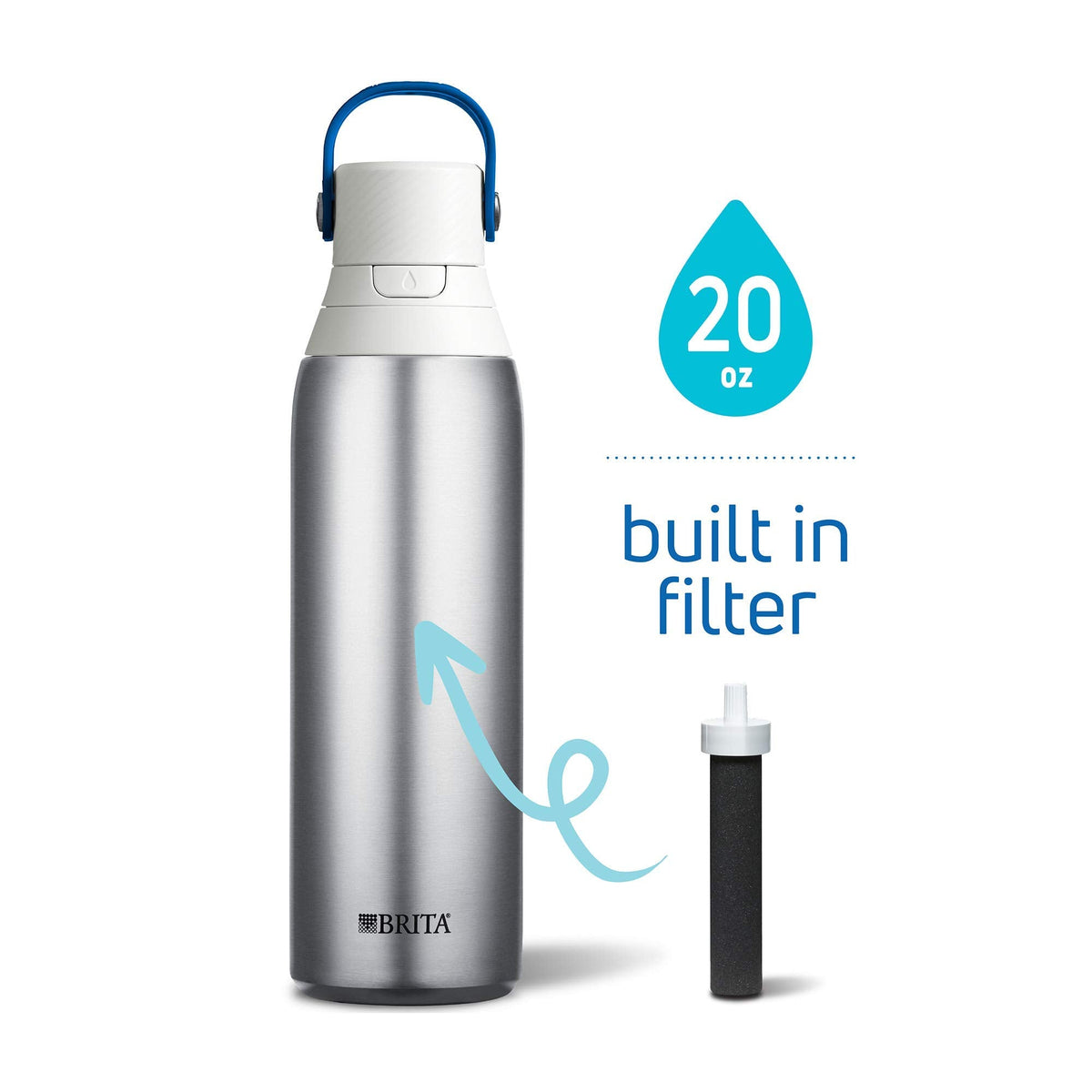 Brita 20 Unzen Premium Filterflasche mit Filter BPA Free - Edelstahl