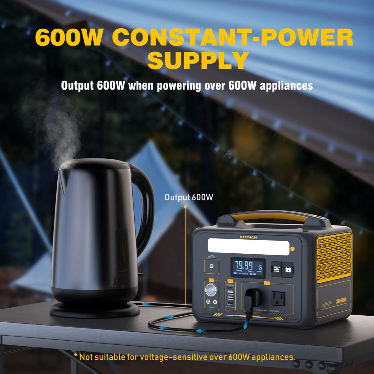 VTOMAN 600W Portable Power Station, LFP Battery Powered Generator