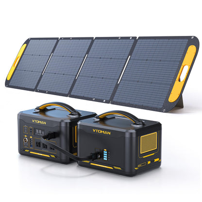 Vtoman 3096Wh Portable Power Station Bundle mit Extra-Batterie & 220W Solar Panel