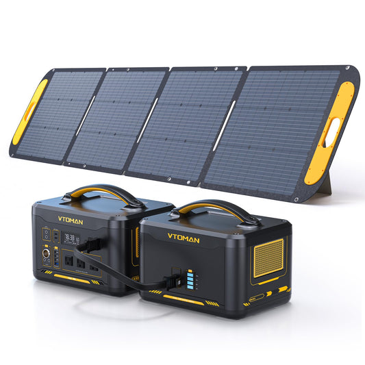 Vtoman 3096Wh Portable Power Station Bundle mit Extra-Batterie & 220W Solar Panel