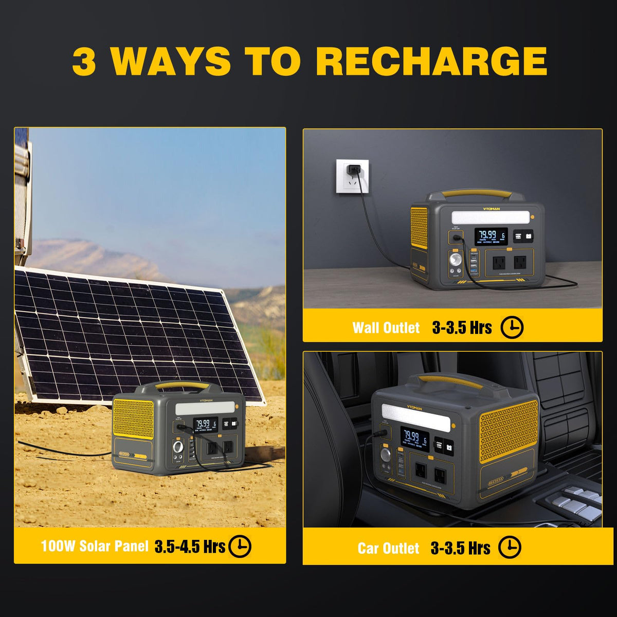 VTOMAN 600W Portable Power Station, LFP Battery Powered Generator