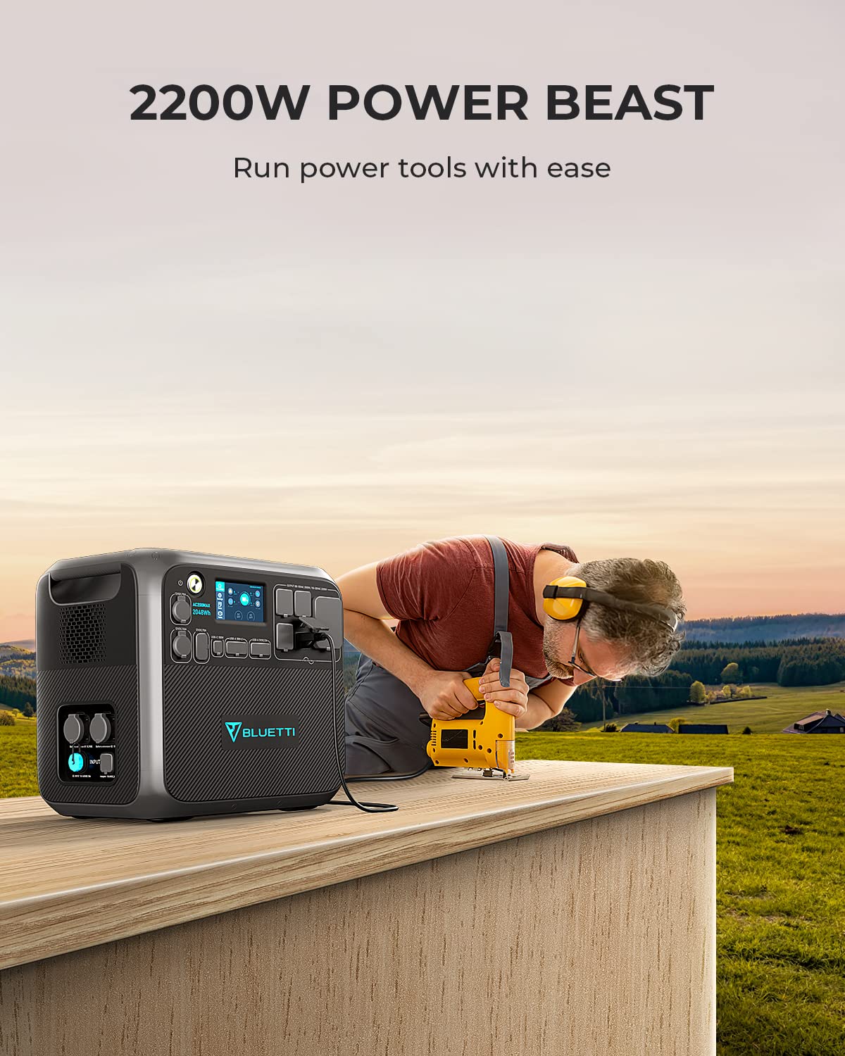 BLUETTI Portable Power Station AC200MAX, 2048Wh Solargenerator Erweiterbar auf 8192Wh, 5 2200W AC Outlets, LiFePO4 Batterie für Camping, Notfall