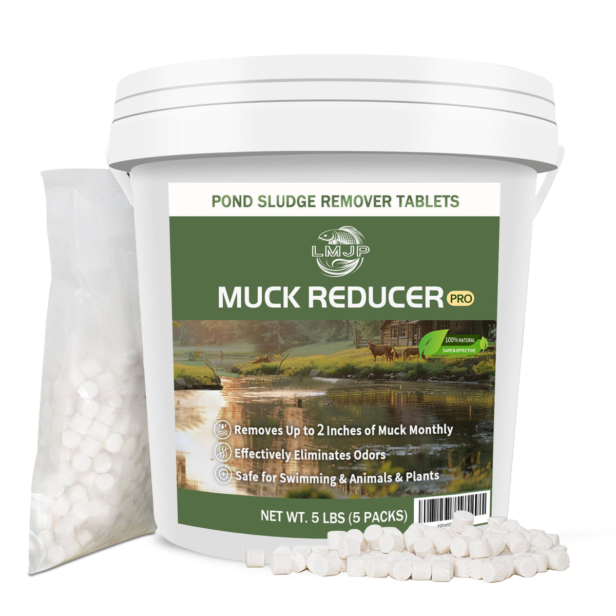 LMJP Muck Reducer - 2,27 kg Natural Muck und Schlammentferner Tabletten für Teiche und Seen