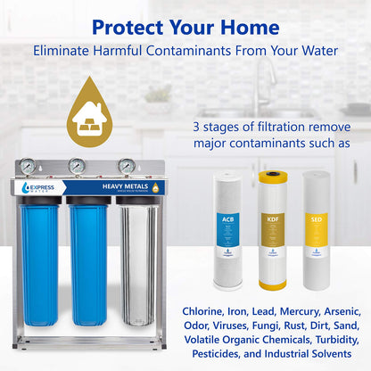 Express Wasser Schwermetall Ganzhaus Wasserfilter - 3 Stufen Home Wasser Filtration System
