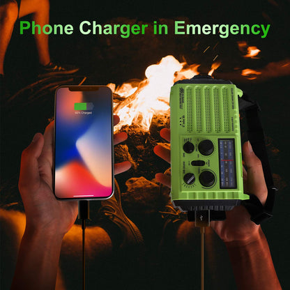 OnLyee Hand Crank Radio, Notfall Wetter Solar tragbare Radio 5-Wege Wetter Radio AM / FM / SW / NOAA Wetter Radio mit LED-Taschenlampe, Leselampe, 2000mAh Power Bank USB-Ladegerät, SOS Alarm und